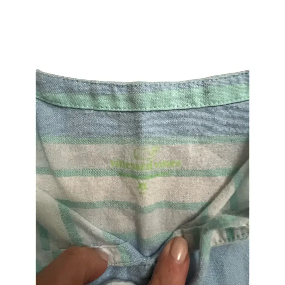 Vineyard Vines Girls Light Blue, Mint & White Striped Swim Coverup